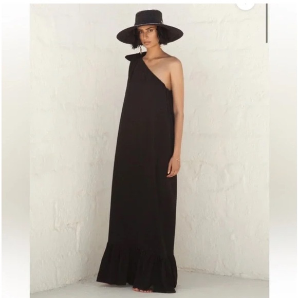 NEW  Diarrablu Sustainable Diego
Dress Black One  Shoulder Maxi Size L - Picture 1 of 8